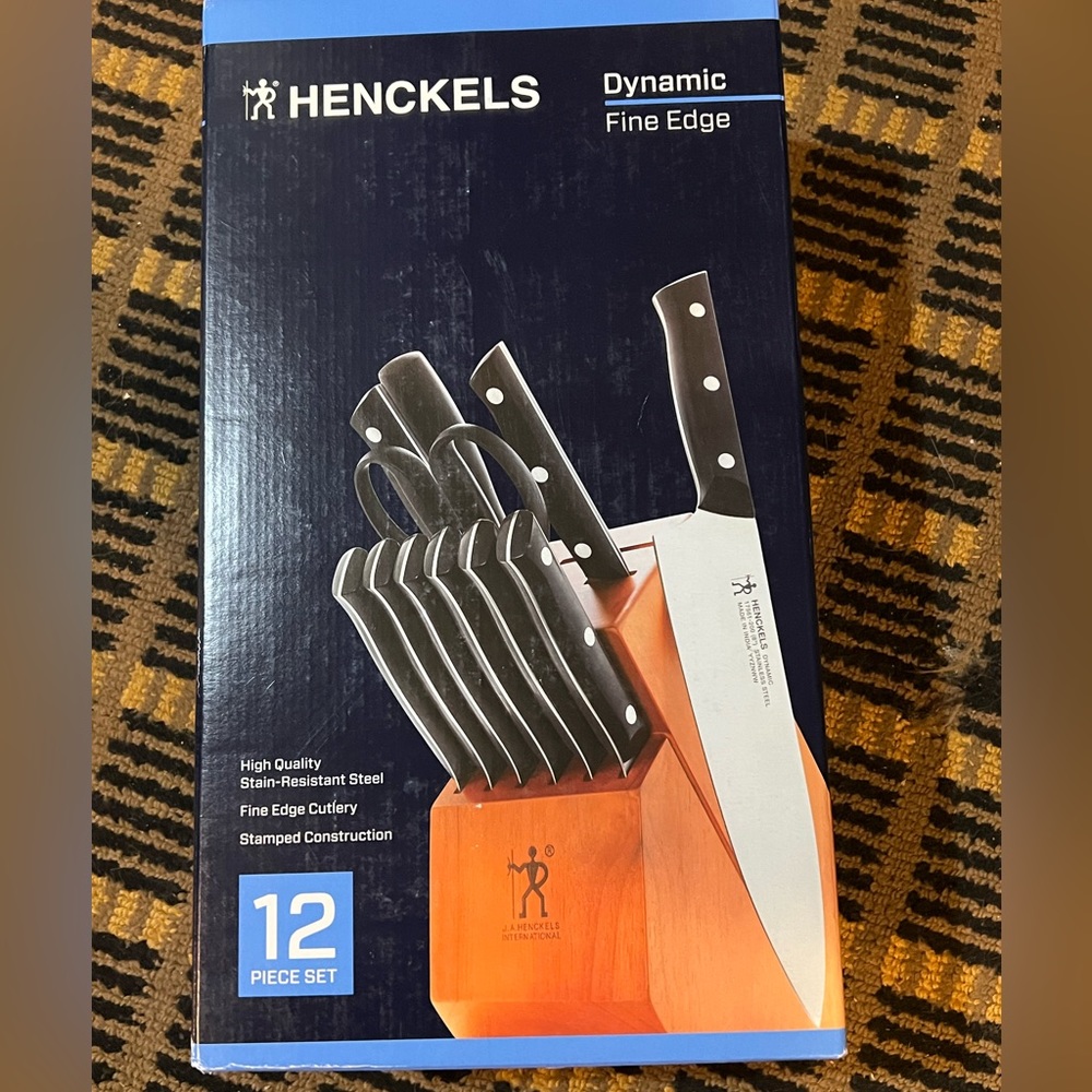 JA Henckels 12pc Knife Set w/ Cherry Wood Block - BRAND NEW